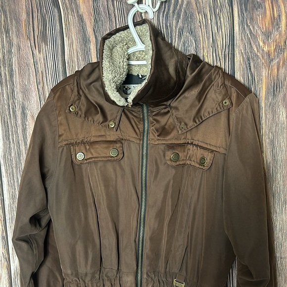 Nils Brown Ladies Ski Jacket/Size 12 /Hidden hood/Sherpa Collar - Picture 2 of 16